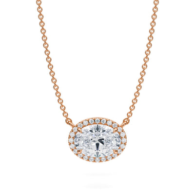 2 Carat Oval Classic Halo Pendant