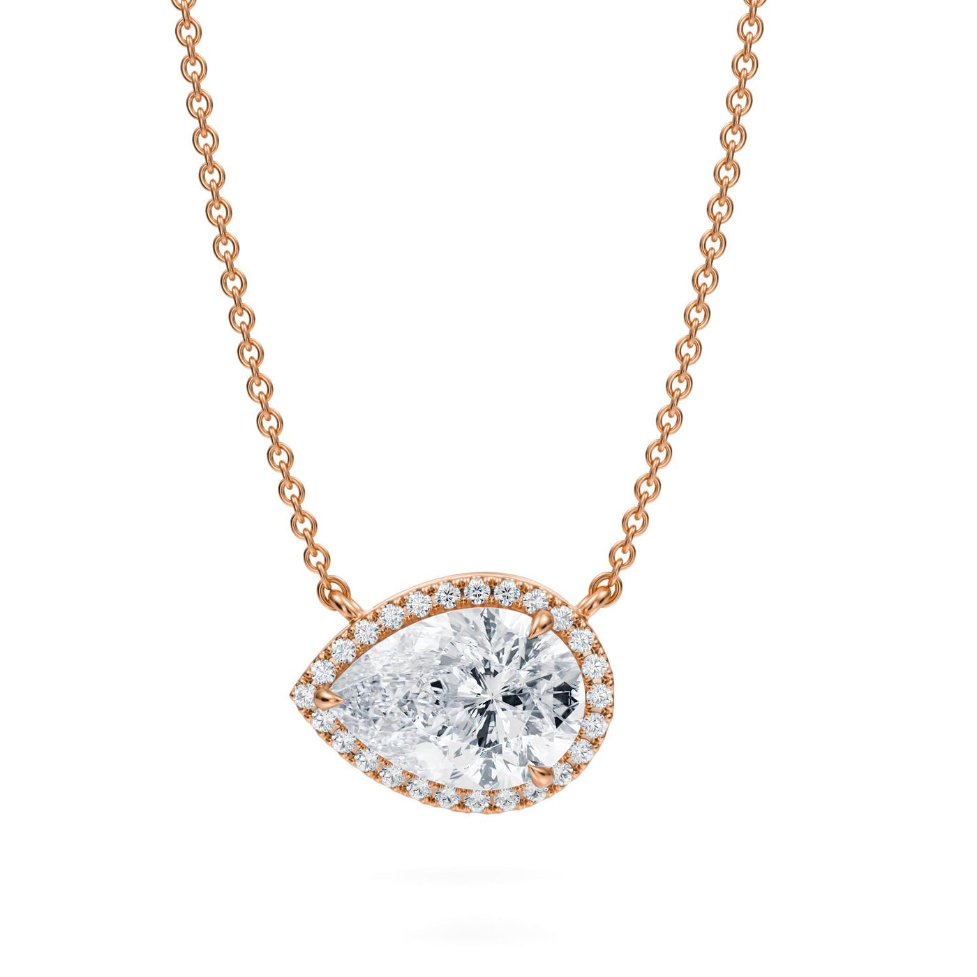 2 Carat Pear Classic Halo Pendant