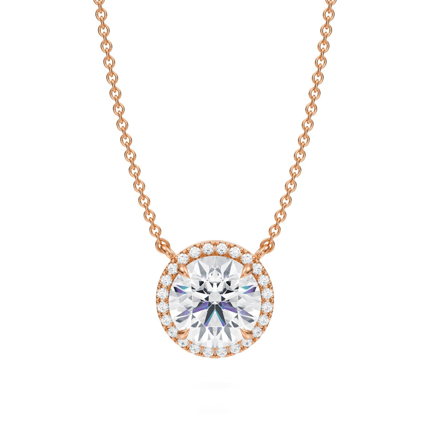 2 Carat Round Classic Halo Pendant