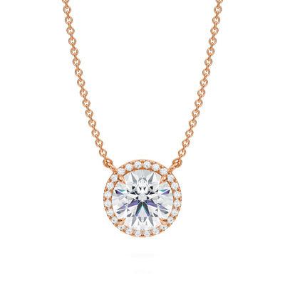 2 Carat Round Classic Halo Pendant