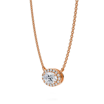 1/2 Carat Oval Classic Halo Pendant