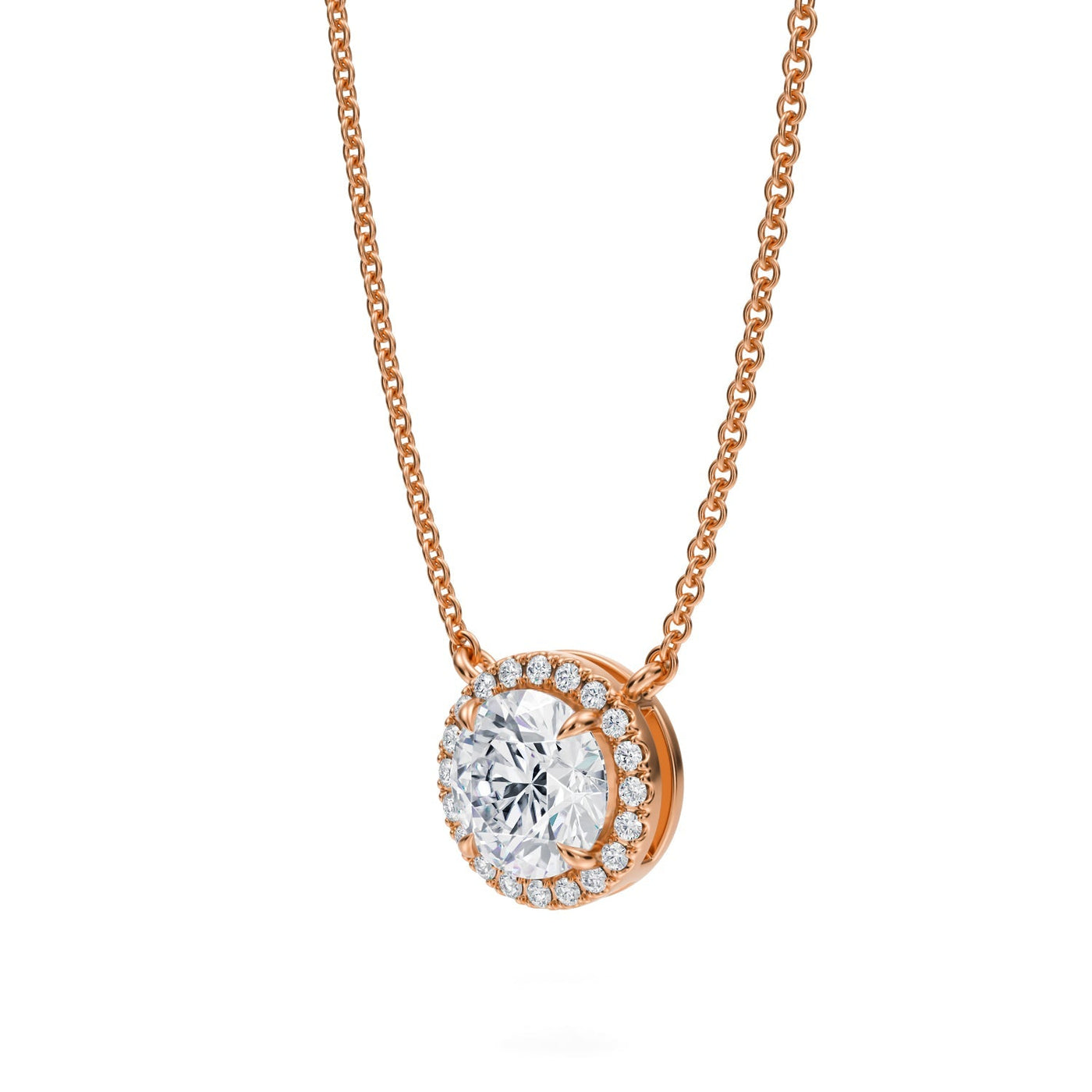 1 Carat Round Classic Halo Pendant