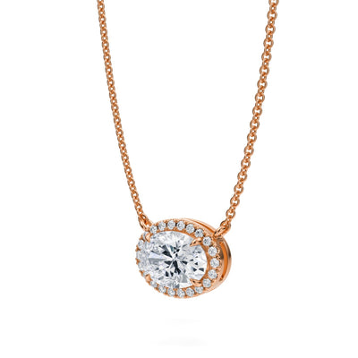 1 Carat Oval Classic Halo Pendant