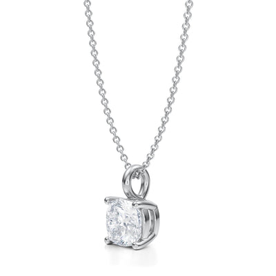 1 1/2 Carat Cushion Lab Grown Diamond Solitaire Pendant