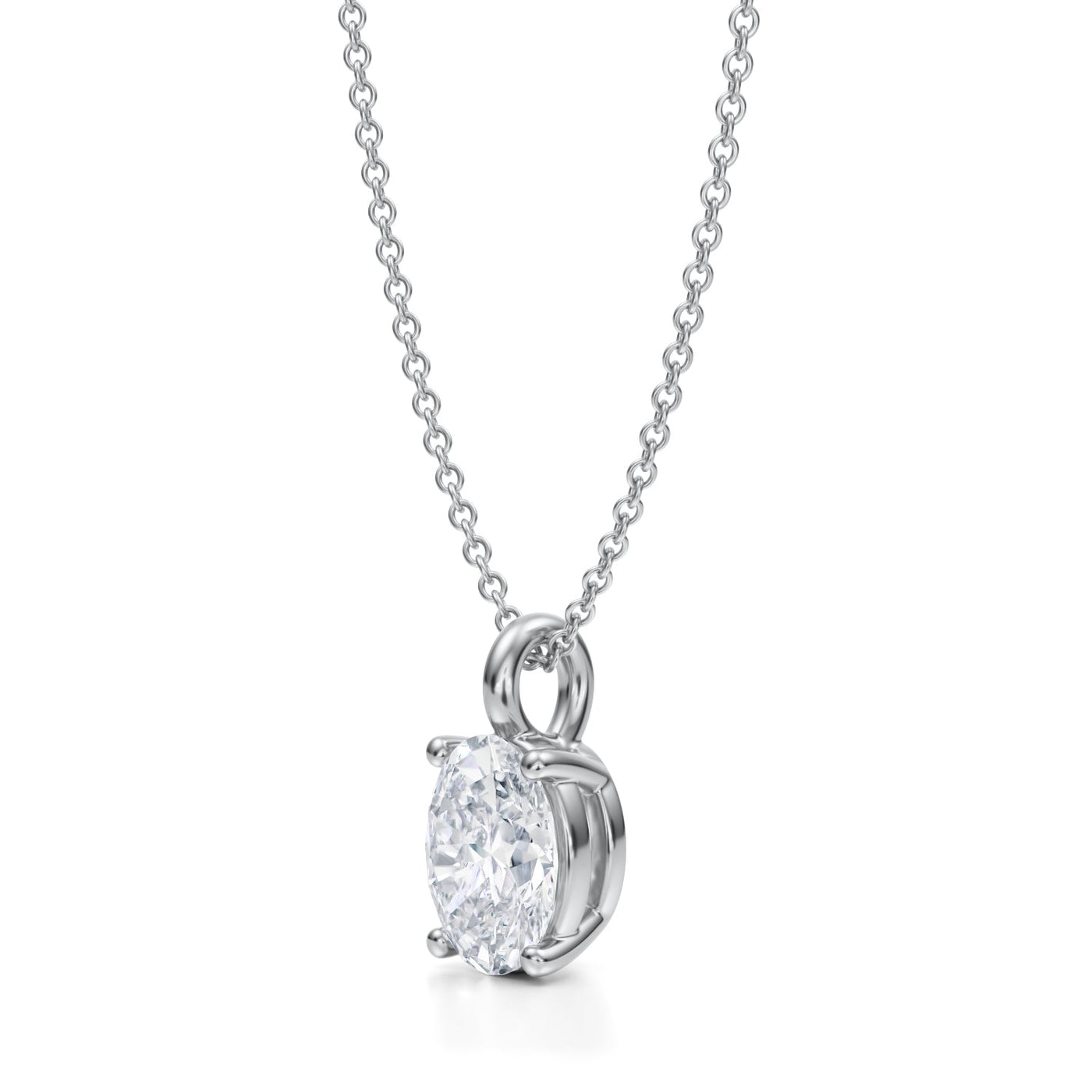 1 1/2 Carat Oval Lab Grown Diamond Solitaire Pendant