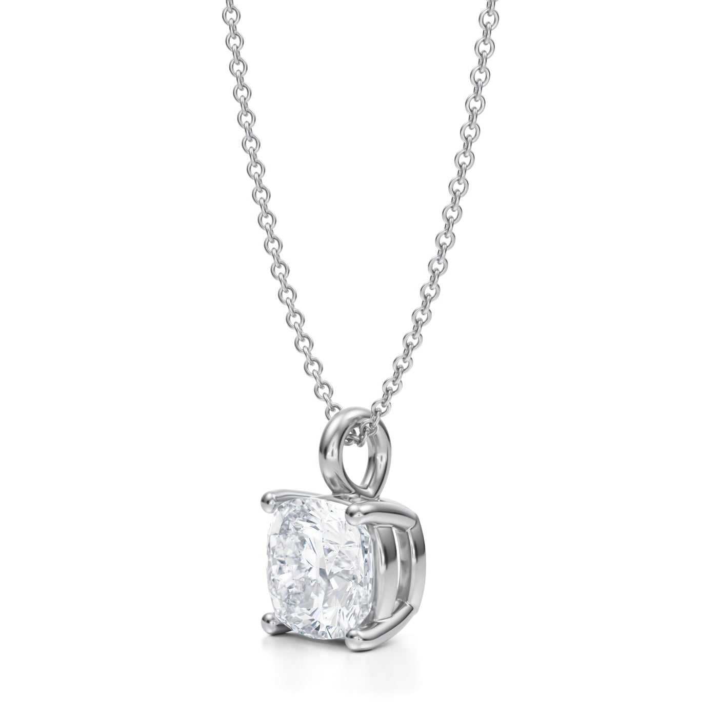 2 1/2 Carat Cushion Lab Grown Diamond Solitaire Pendant