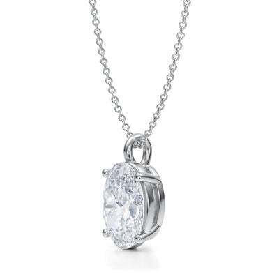 3 Carat Oval Lab Grown Diamond Solitaire Pendant