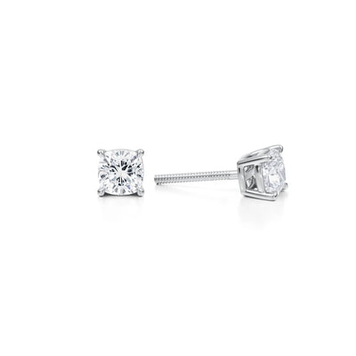 1 Carat Cushion Lab Grown Diamond Stud Earrings