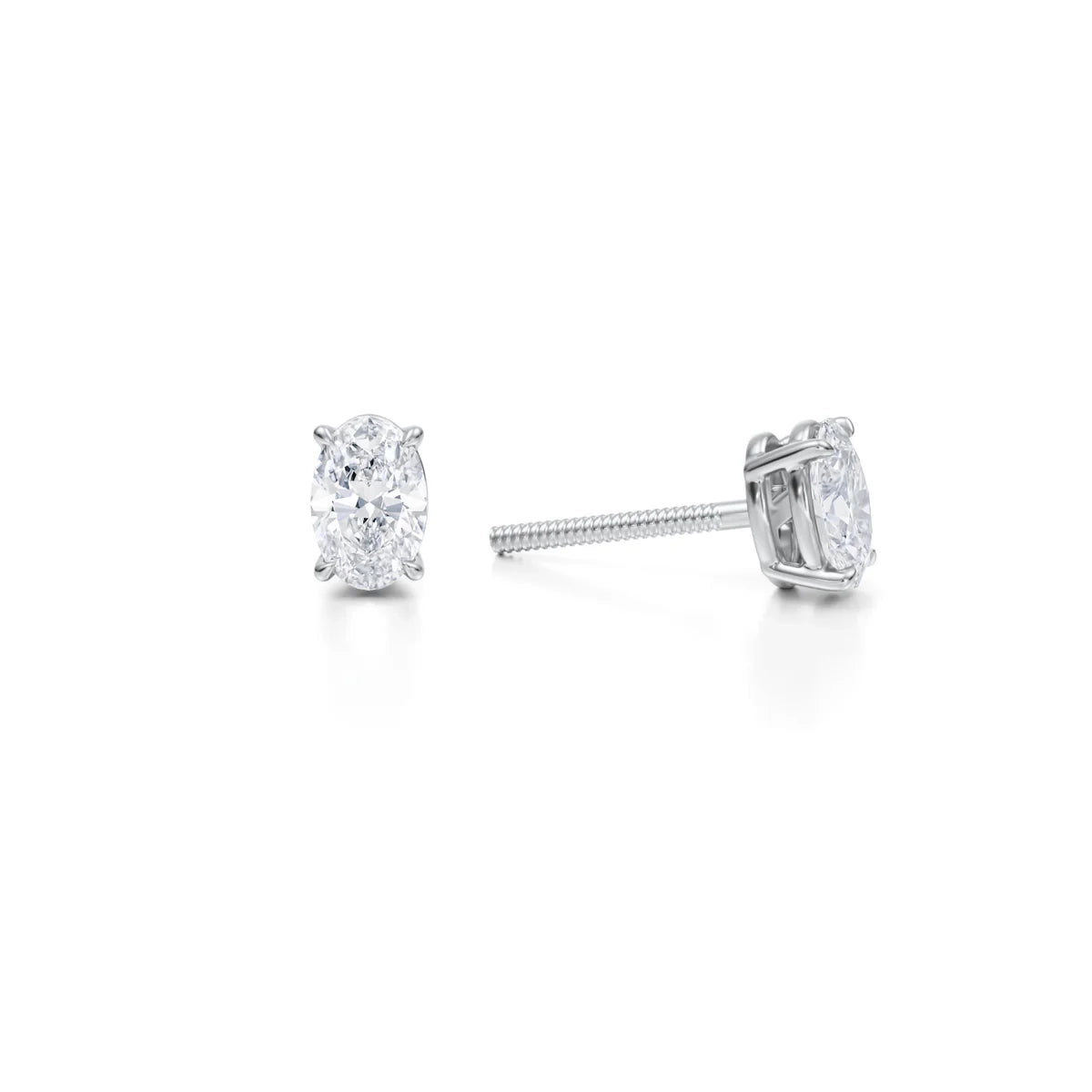 1 Carat Oval Lab Grown Diamond Stud Earrings