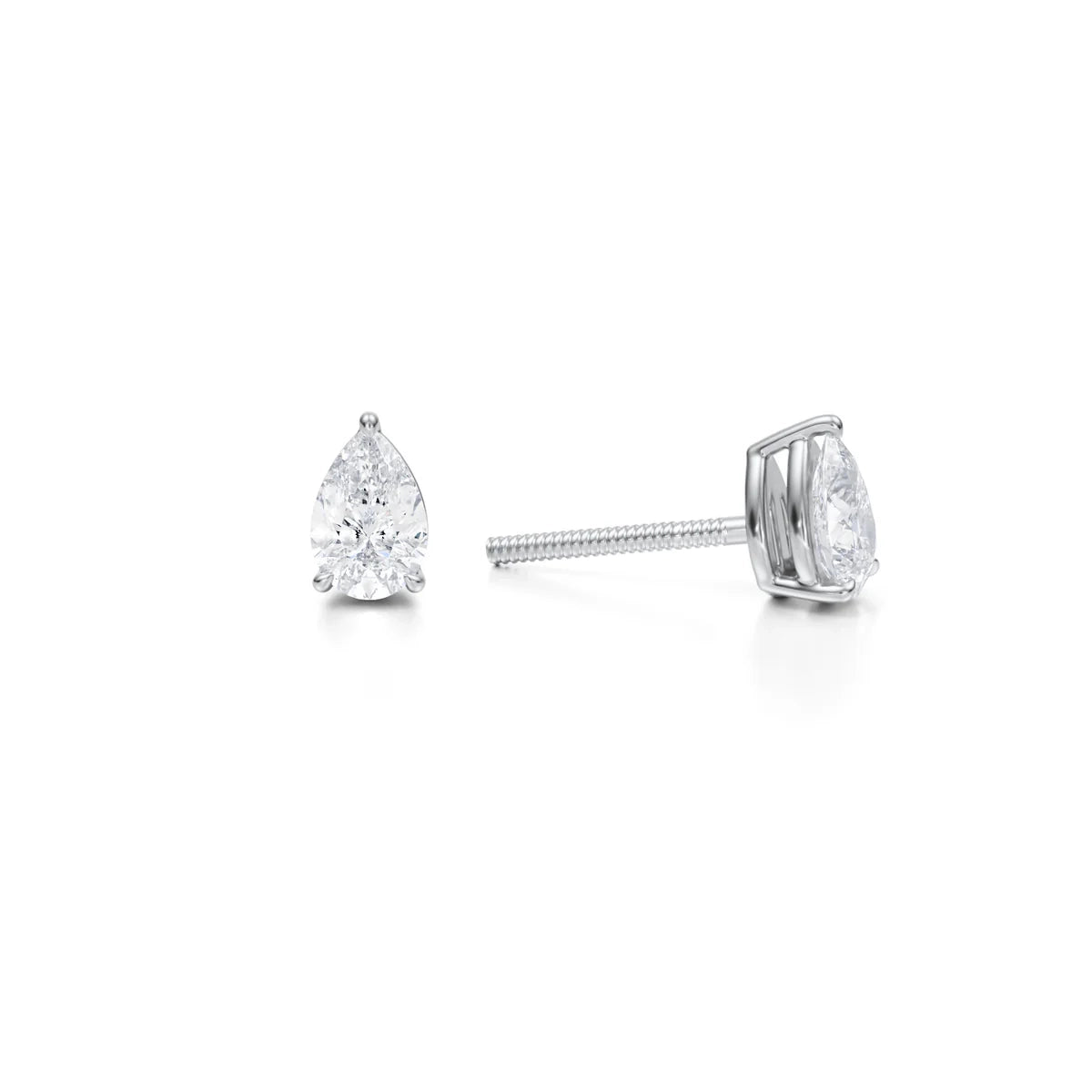 1 Carat Pear Lab Grown Diamond Stud Earrings