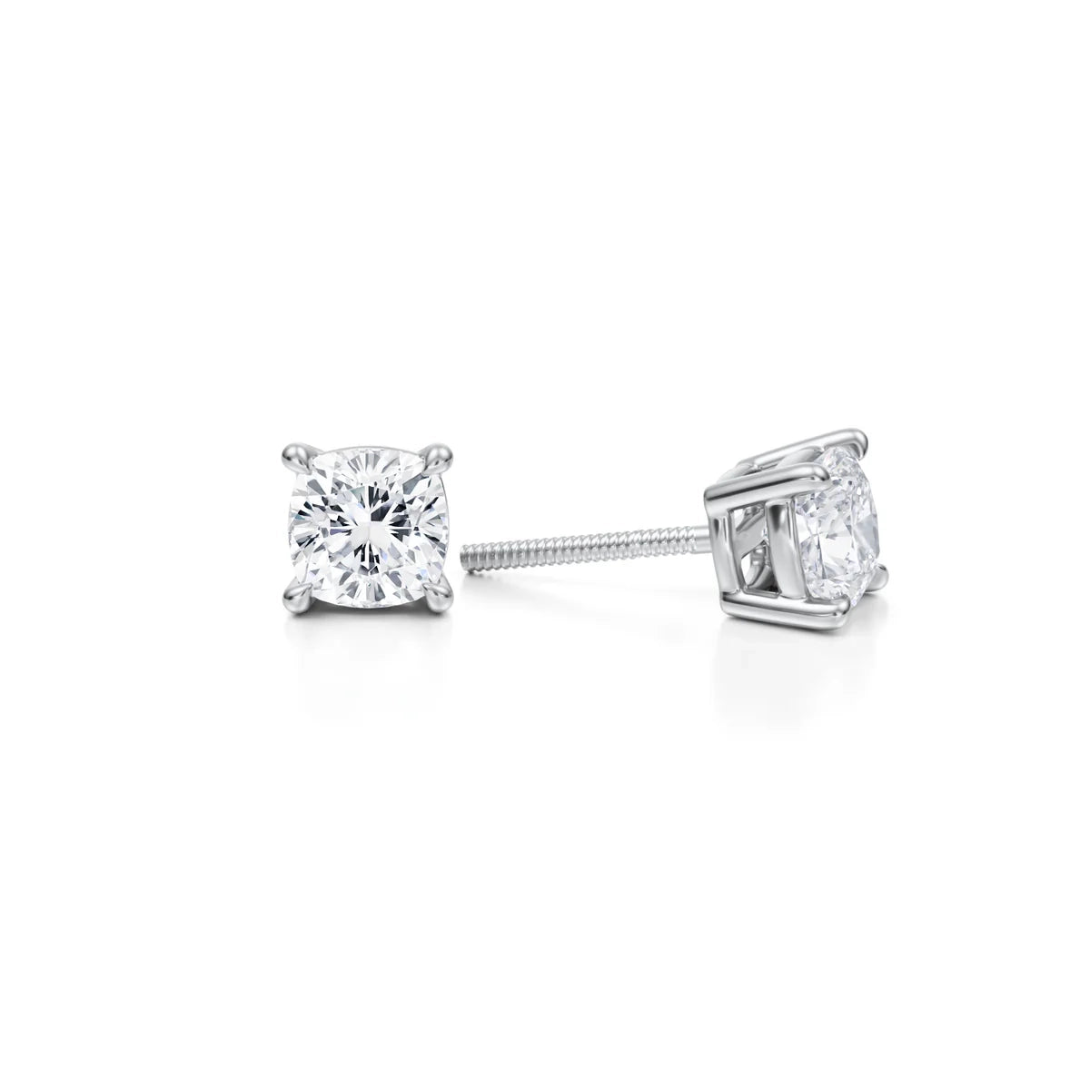 2 Carat Cushion Lab Grown Diamond Stud Earrings