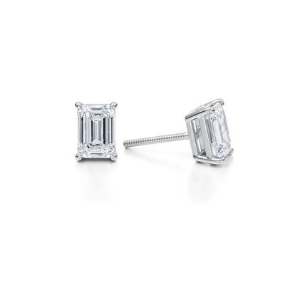 2 Carat Emerald Lab Grown Diamond Stud Earrings