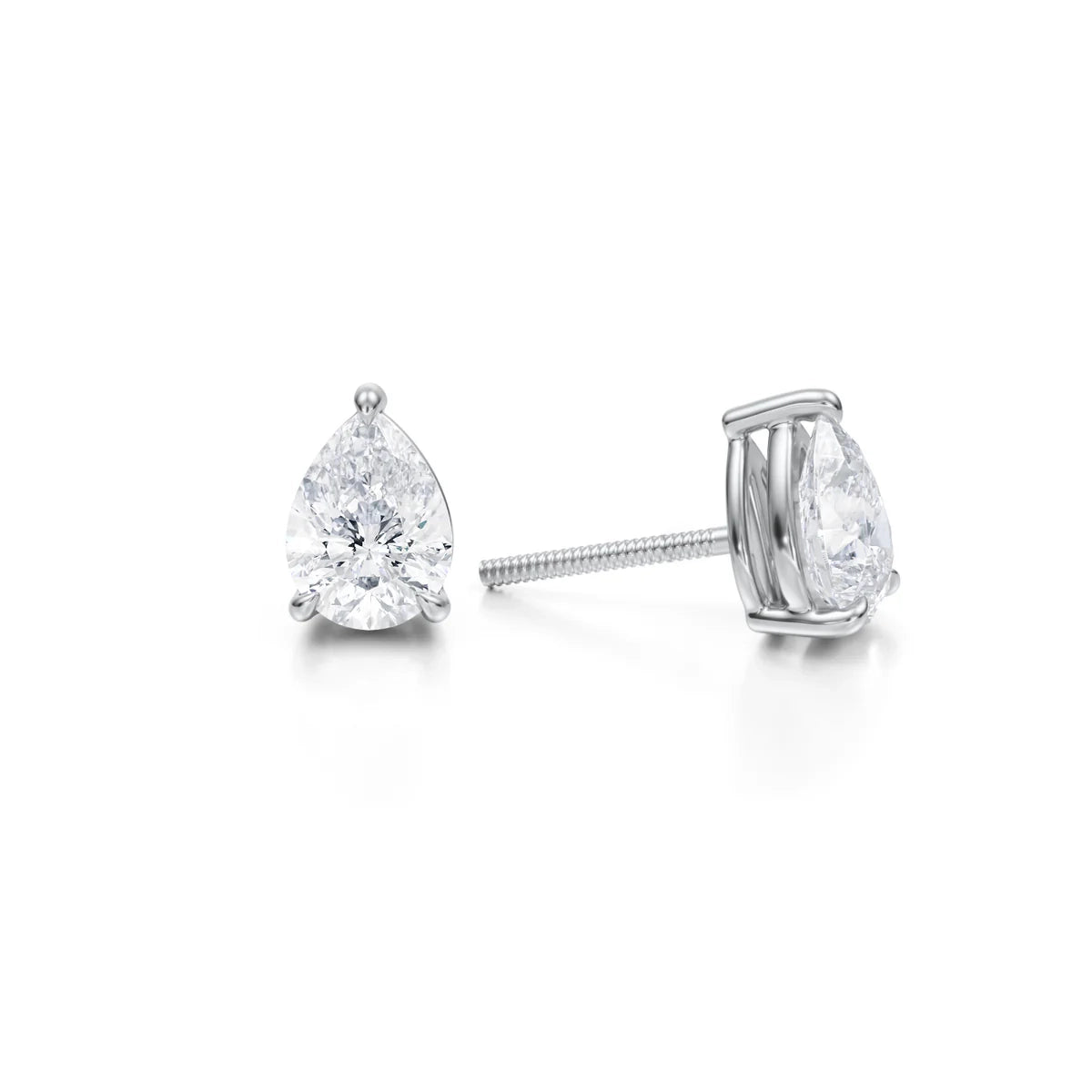 2 Carat Pear Lab Grown Diamond Stud Earrings