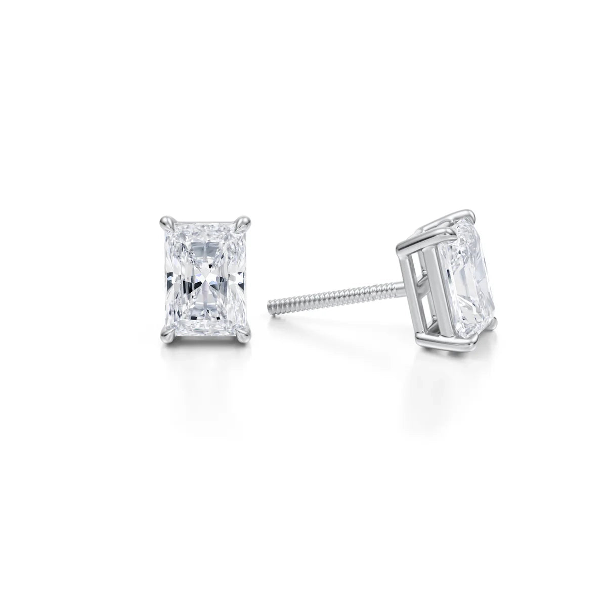 2 Carat Radiant Lab Grown Diamond Stud Earrings