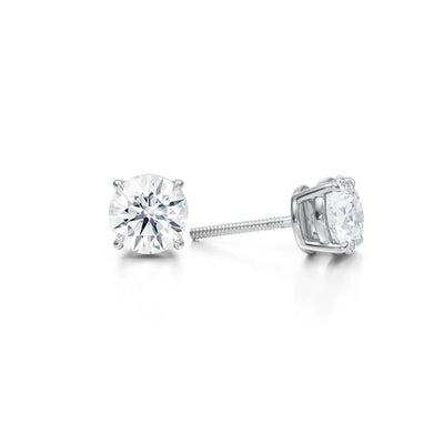 2 Carat Round Lab Grown Diamond Stud Earrings