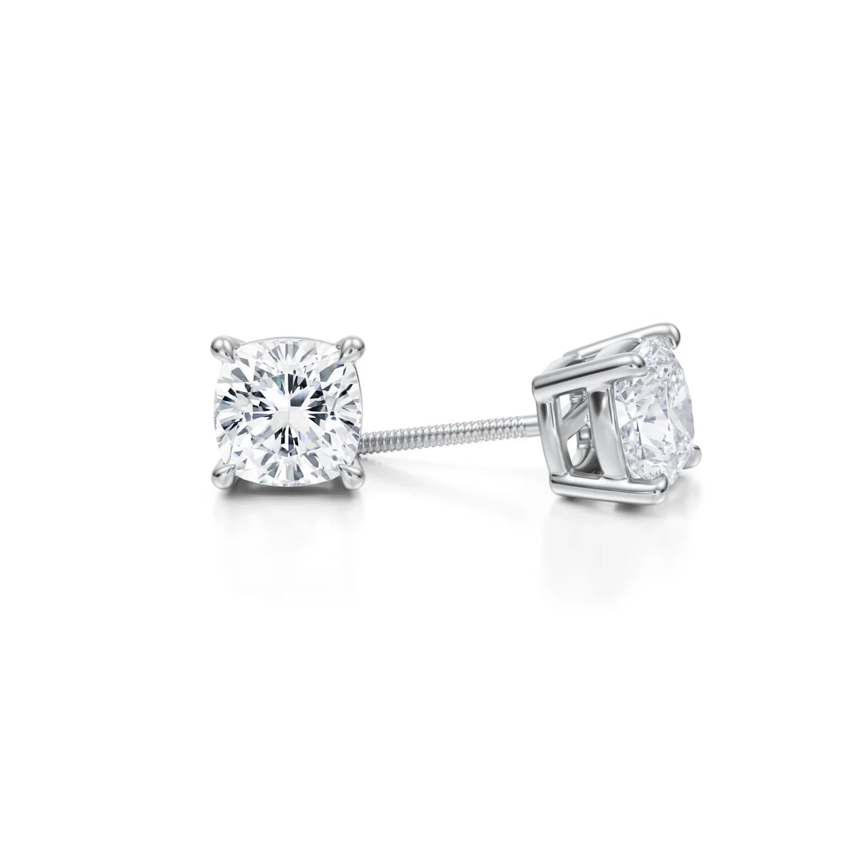 3 Carat Cushion Lab Grown Diamond Stud Earrings