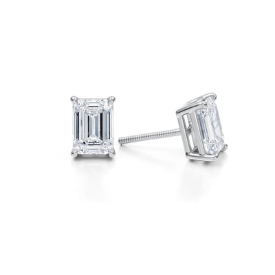 3 Carat Emerald Lab Grown Diamond Stud Earrings