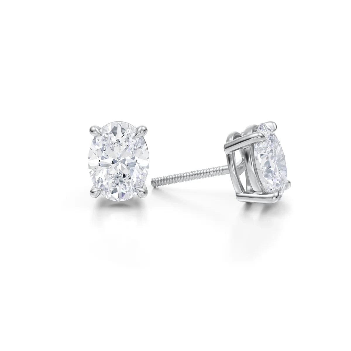 3 Carat Oval Lab Grown Diamond Stud Earrings