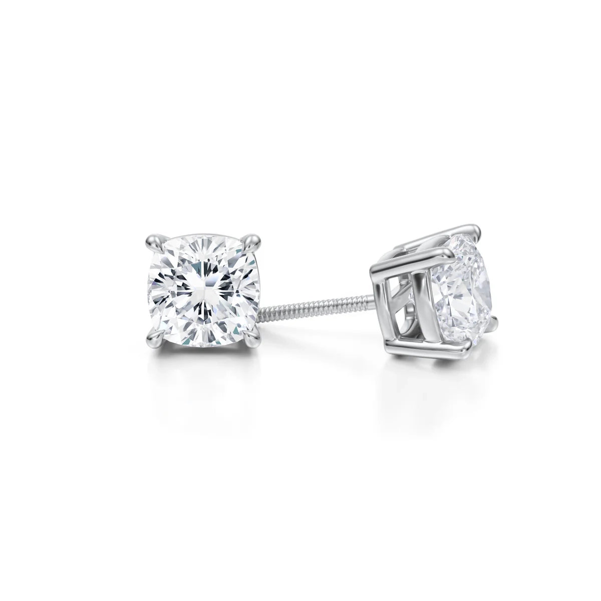 4 Carat Cushion Lab Grown Diamond Stud Earrings