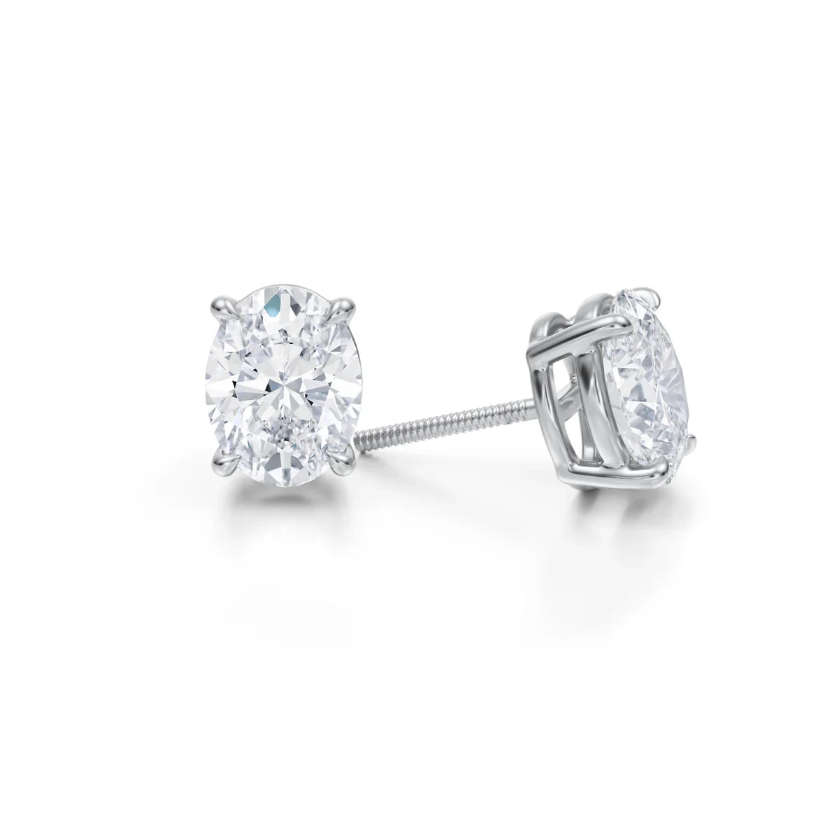 4 Carat Oval Lab Grown Diamond Stud Earrings