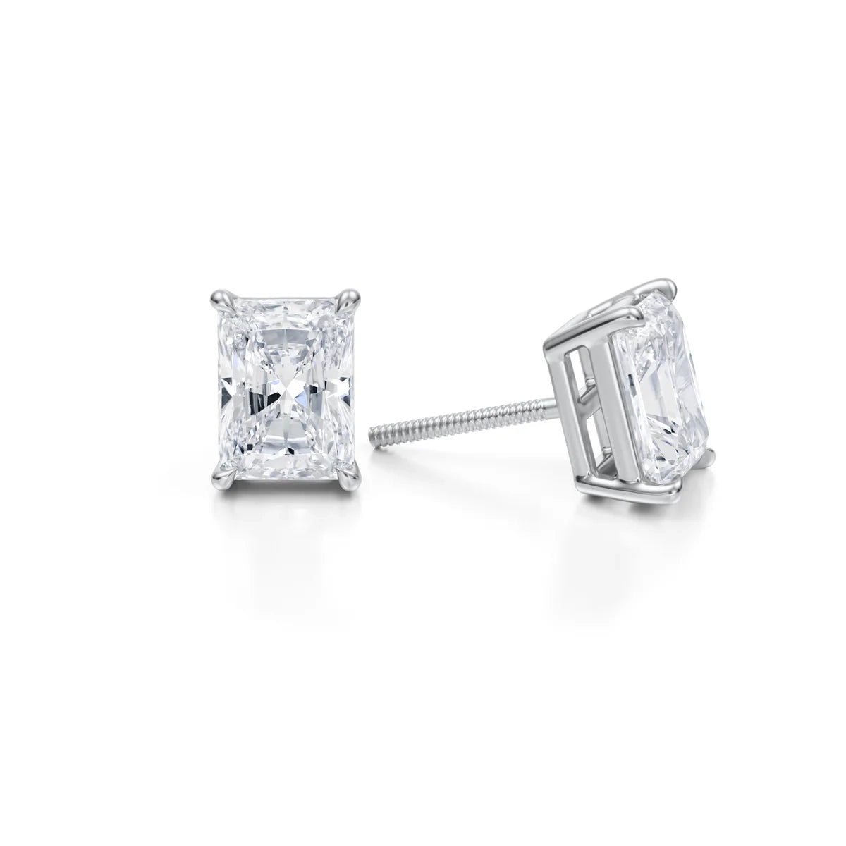 3 Carat Radiant Lab Grown Diamond Stud Earrings