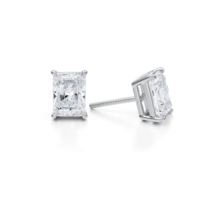 4 Carat Radiant Lab Grown Diamond Stud Earrings