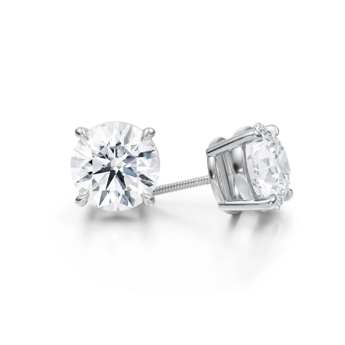 6 Carat Round Lab Grown Diamond Stud Earrings