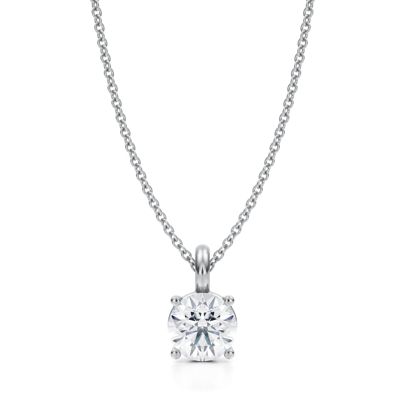 1 Carat Round Lab Grown Diamond Solitaire Pendant