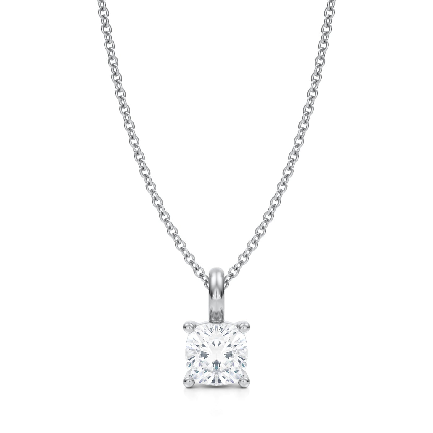 1 Carat Cushion Lab Grown Diamond Solitaire Pendant