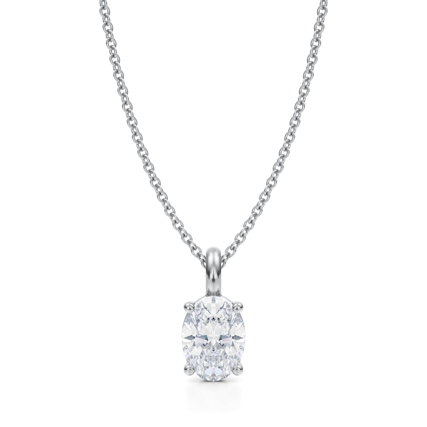 1 Carat Oval Lab Grown Diamond Solitaire Pendant