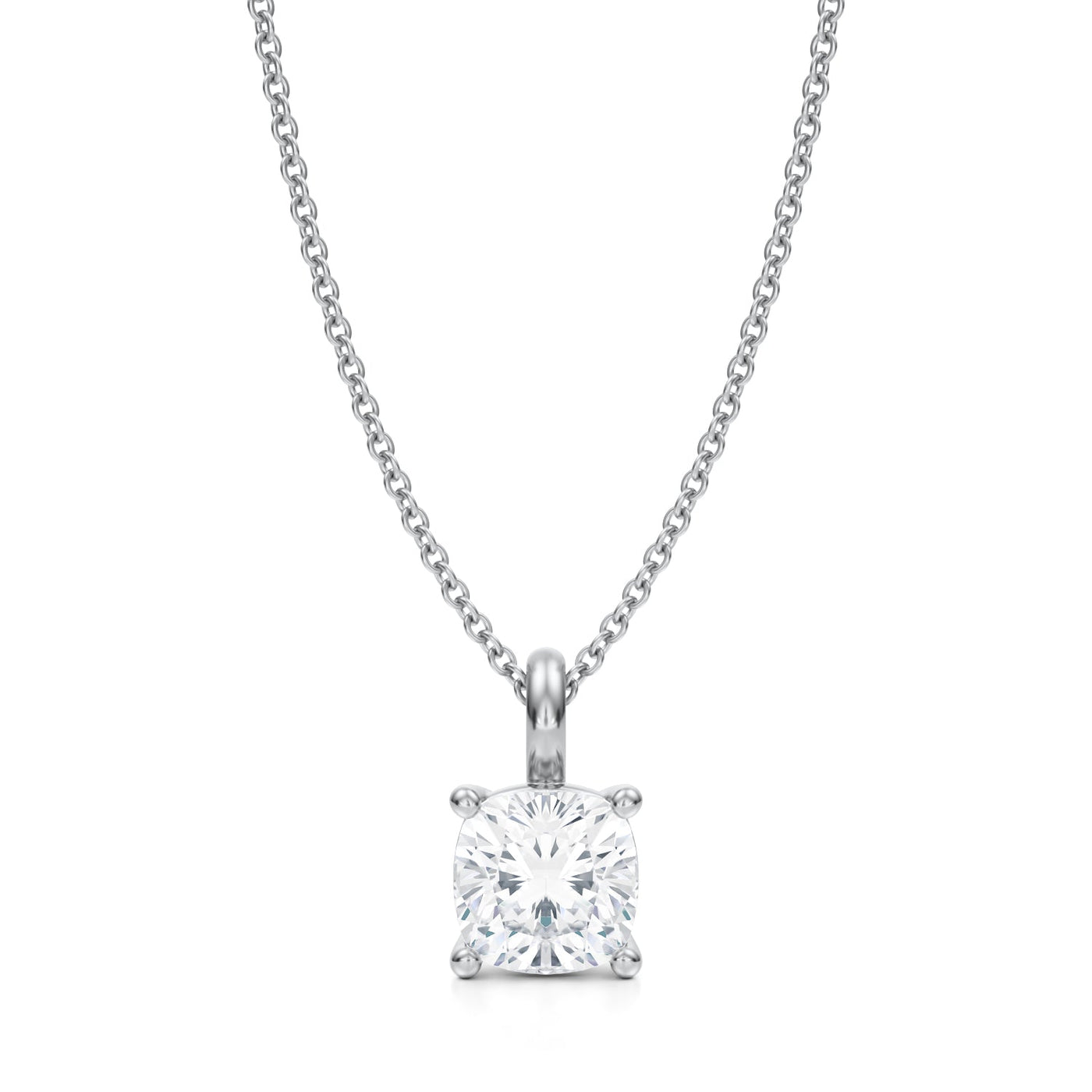 1 1/2 Carat Cushion Lab Grown Diamond Solitaire Pendant