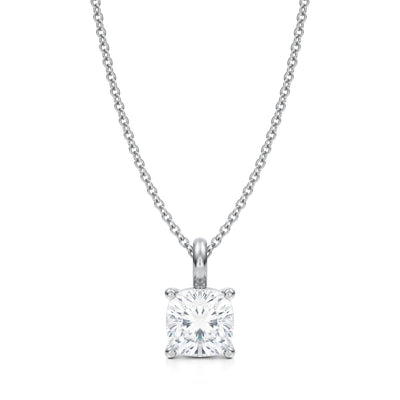 1 1/2 Carat Cushion Lab Grown Diamond Solitaire Pendant