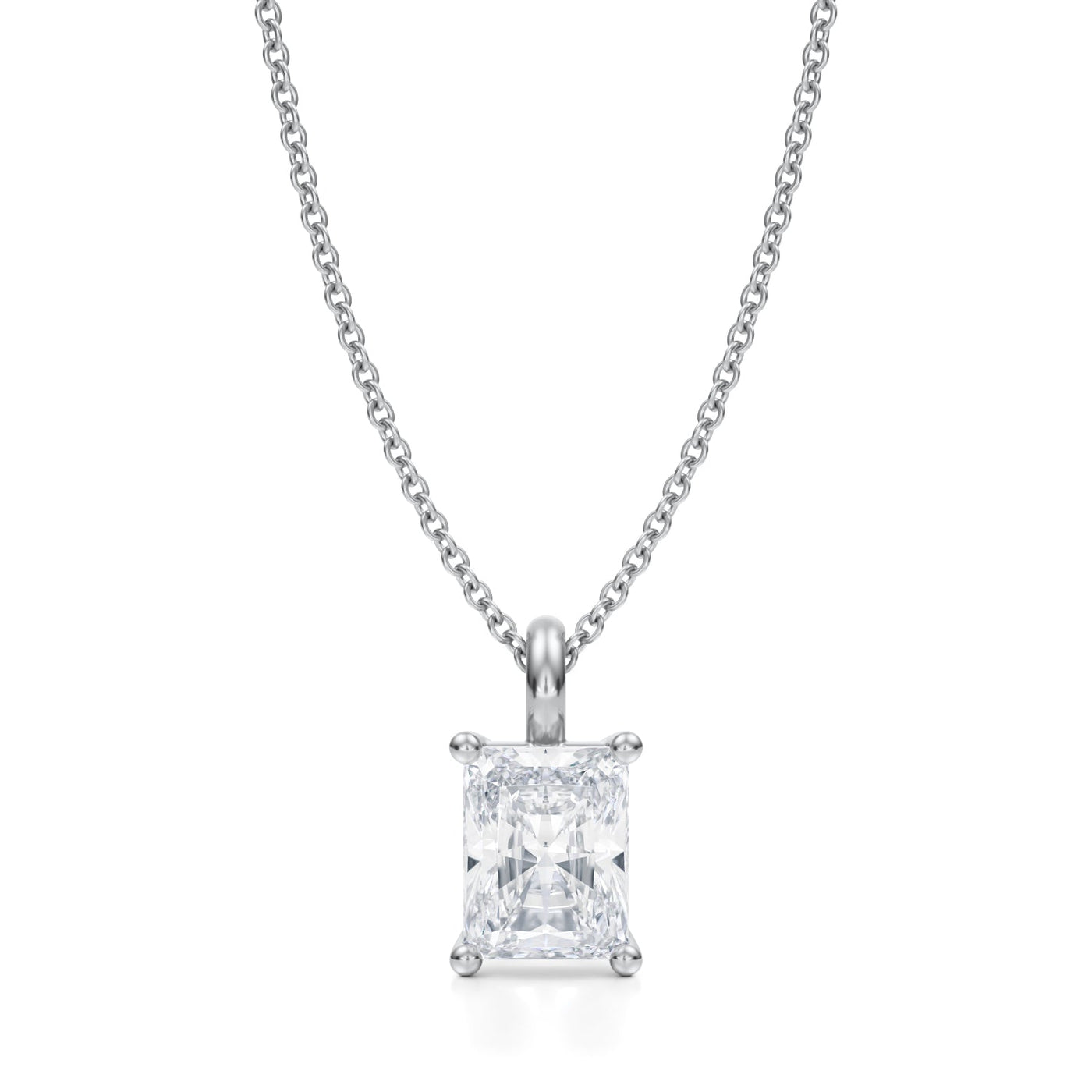 1 1/2 Carat Radiant Lab Grown Diamond Solitaire Pendant