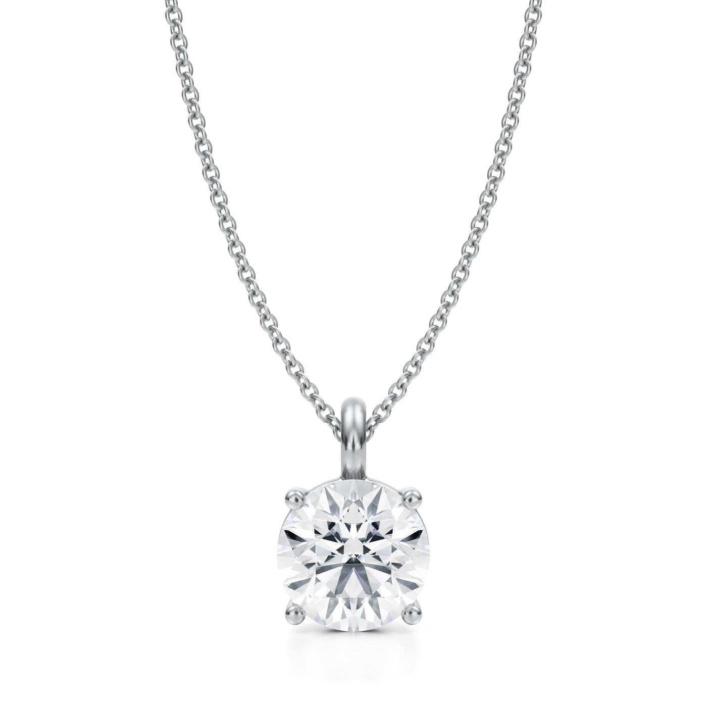 2 Carat Round Lab Grown Diamond Solitaire Pendant