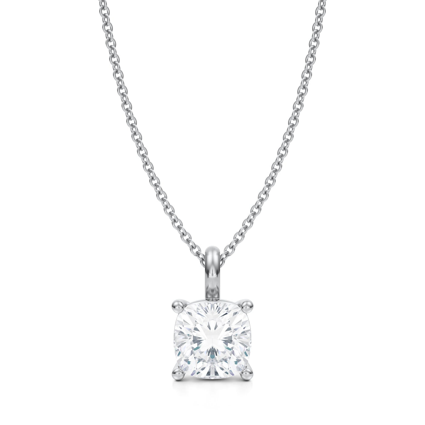 2 Carat Cushion Lab Grown Diamond Solitaire Pendant