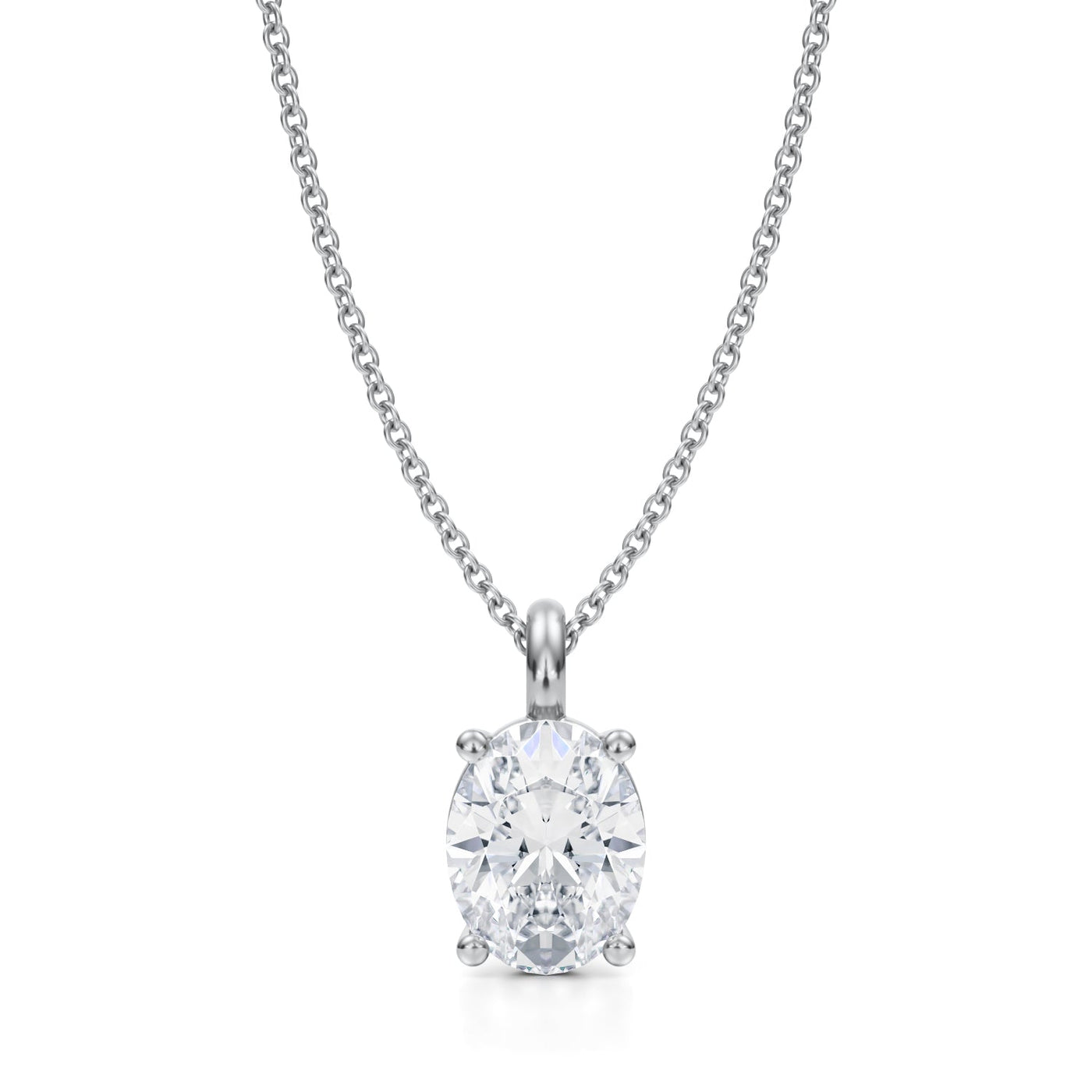 2 Carat Oval Lab Grown Diamond Solitaire Pendant