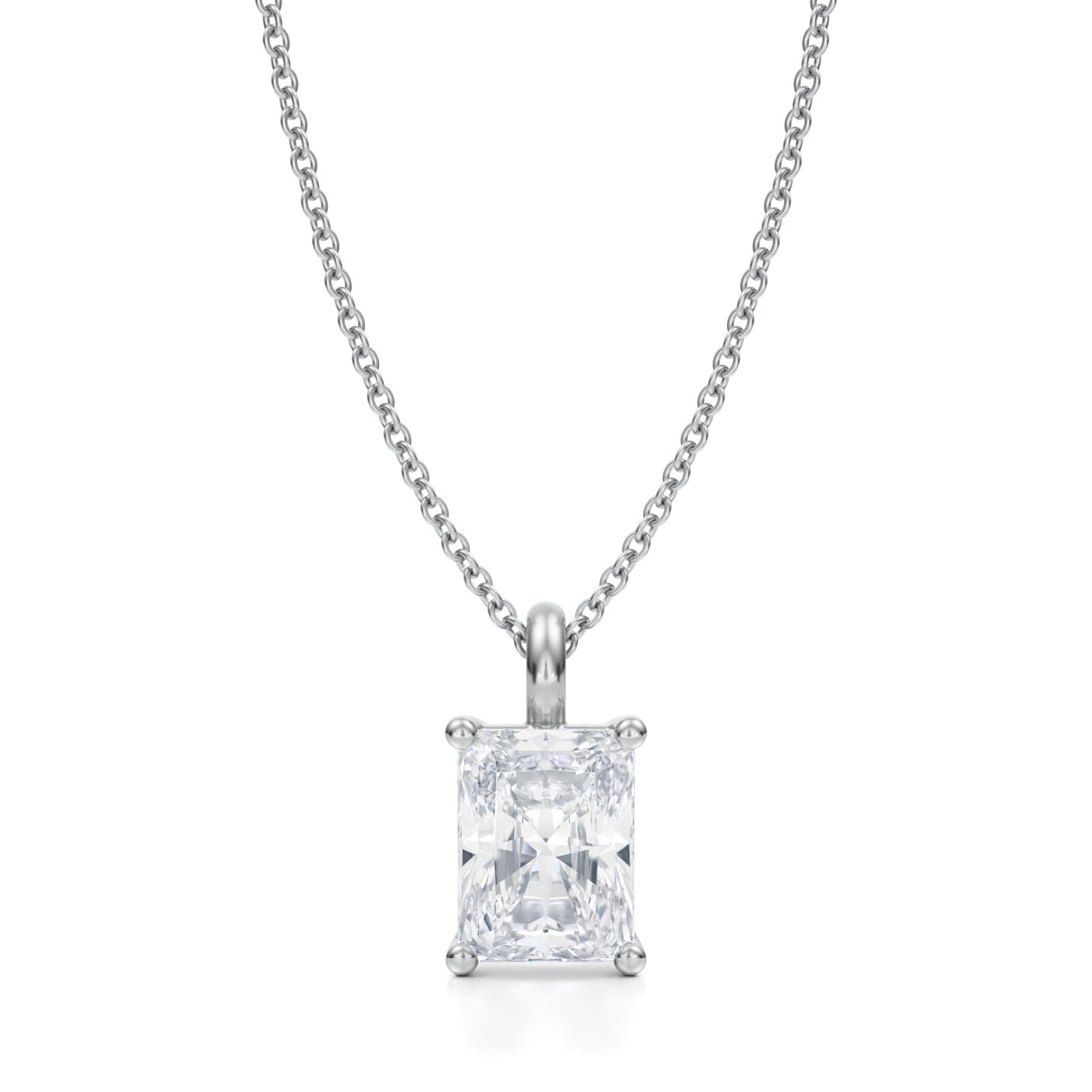 2 Carat Radiant Lab Grown Diamond Solitaire Pendant