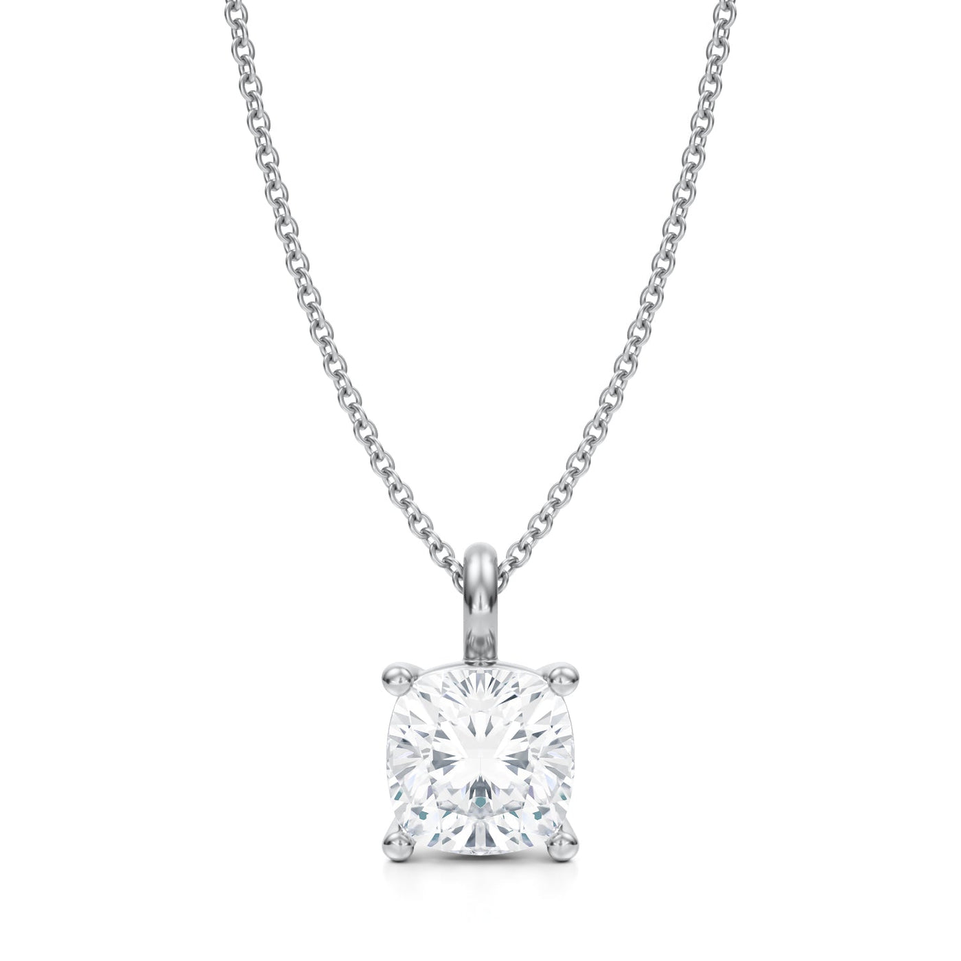 2 1/2 Carat Cushion Lab Grown Diamond Solitaire Pendant