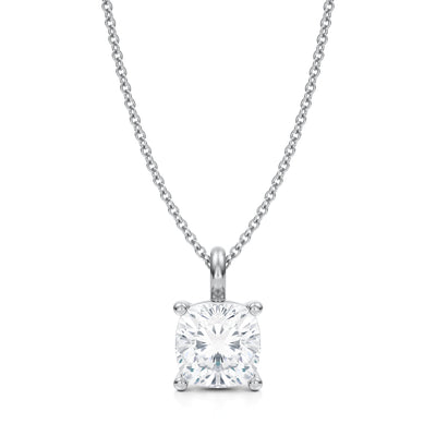 2 1/2 Carat Cushion Lab Grown Diamond Solitaire Pendant