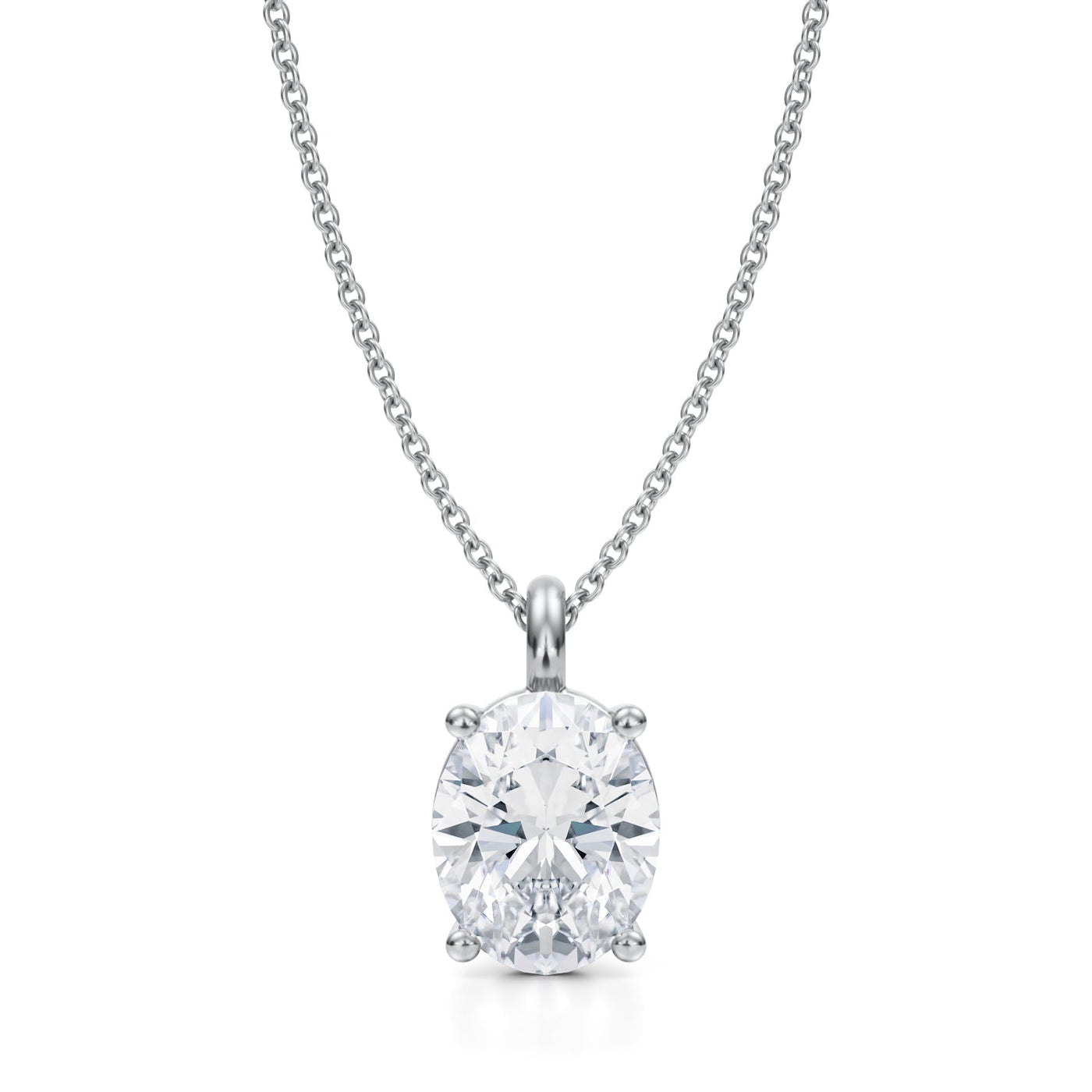 2 1/2 Carat Oval Lab Grown Diamond Solitaire Pendant