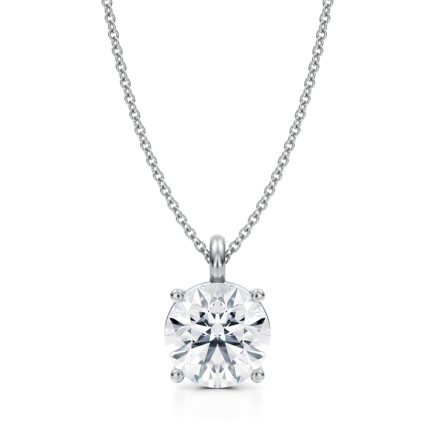 3 Carat Round Lab Grown Diamond Solitaire Pendant