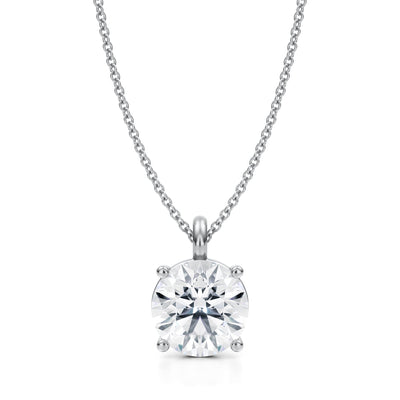 3 Carat Round Lab Grown Diamond Solitaire Pendant