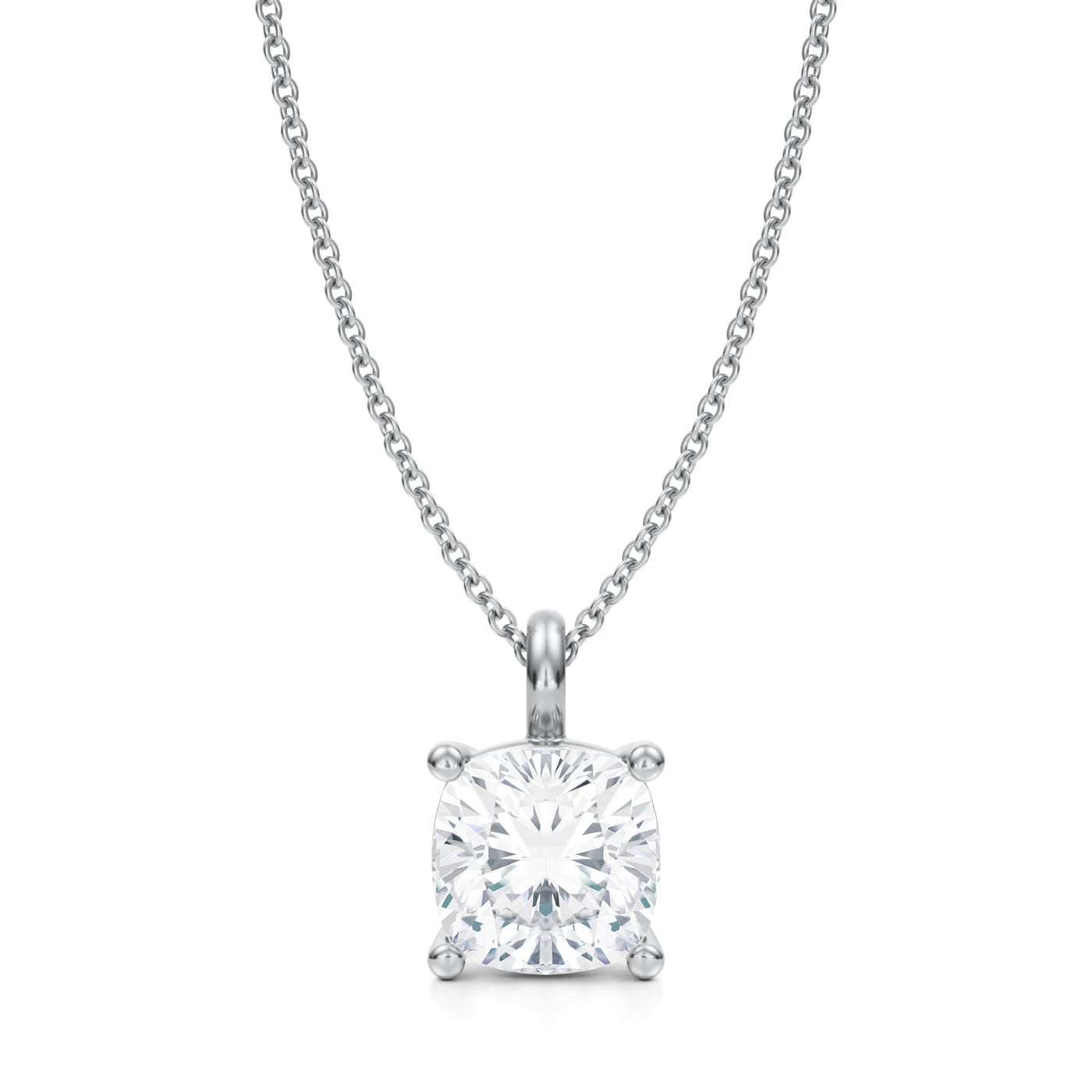 3 Carat Cushion Lab Grown Diamond Solitaire Pendant