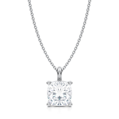 3 Carat Cushion Lab Grown Diamond Solitaire Pendant