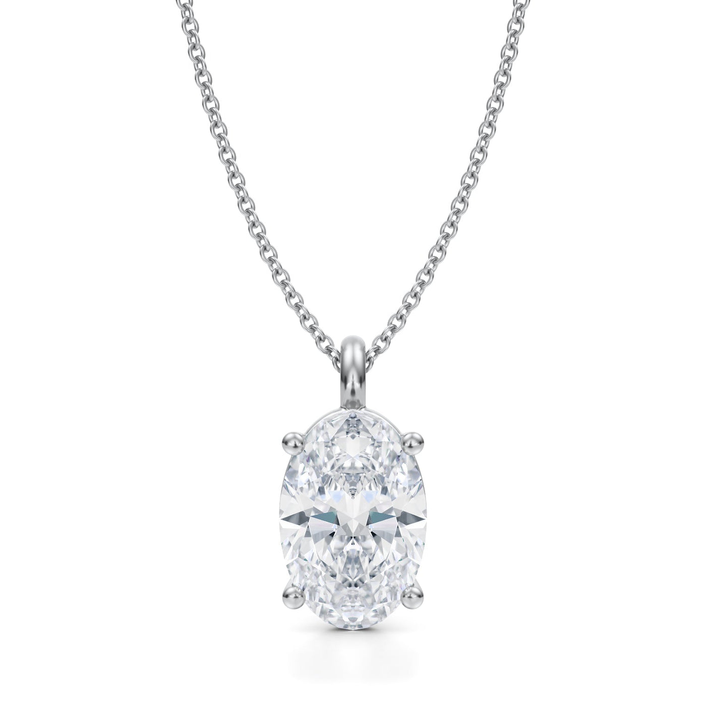 3 Carat Oval Lab Grown Diamond Solitaire Pendant