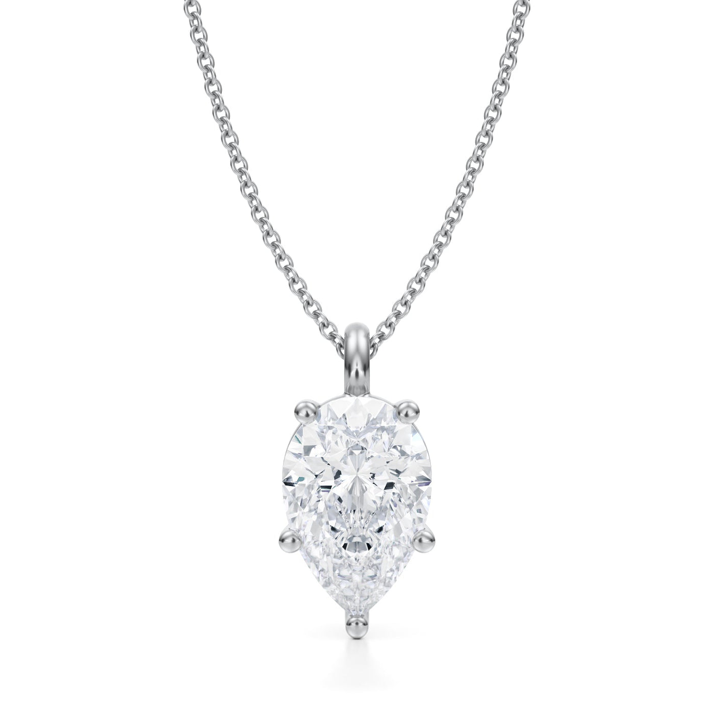 3 Carat Pear Lab Grown Diamond Solitaire Pendant