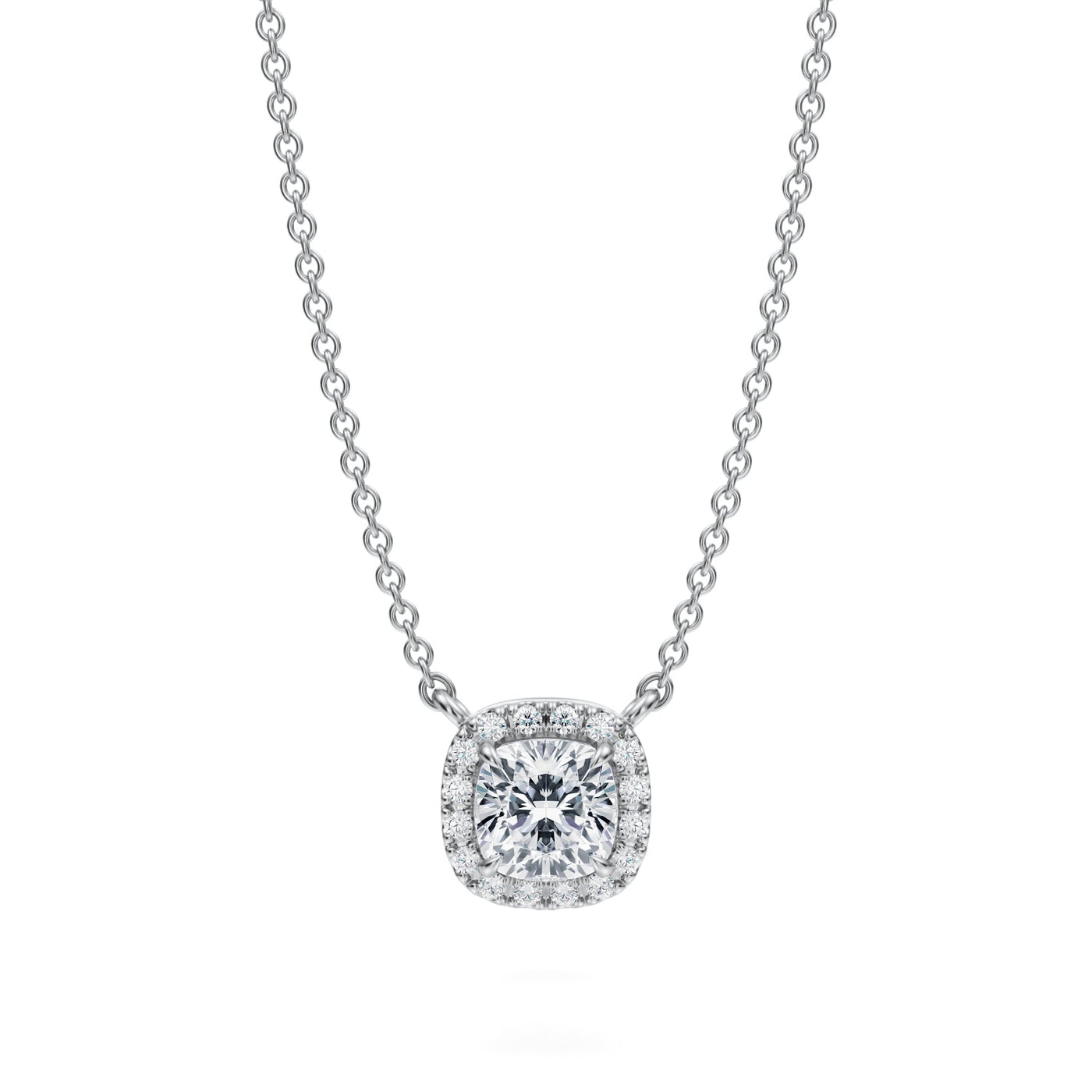 1/2 Carat Cushion Classic Halo Pendant