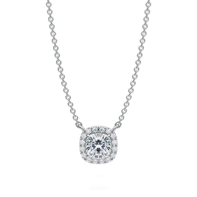 1/2 Carat Cushion Classic Halo Pendant