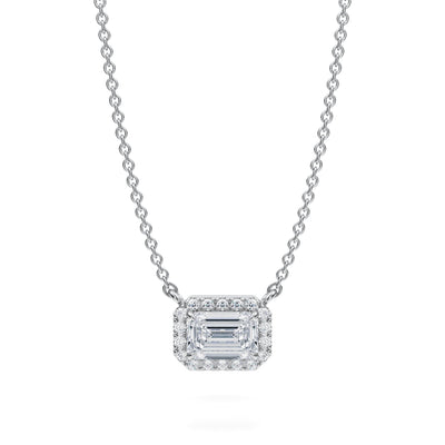 1/2 Carat Emerald Classic Halo Pendant