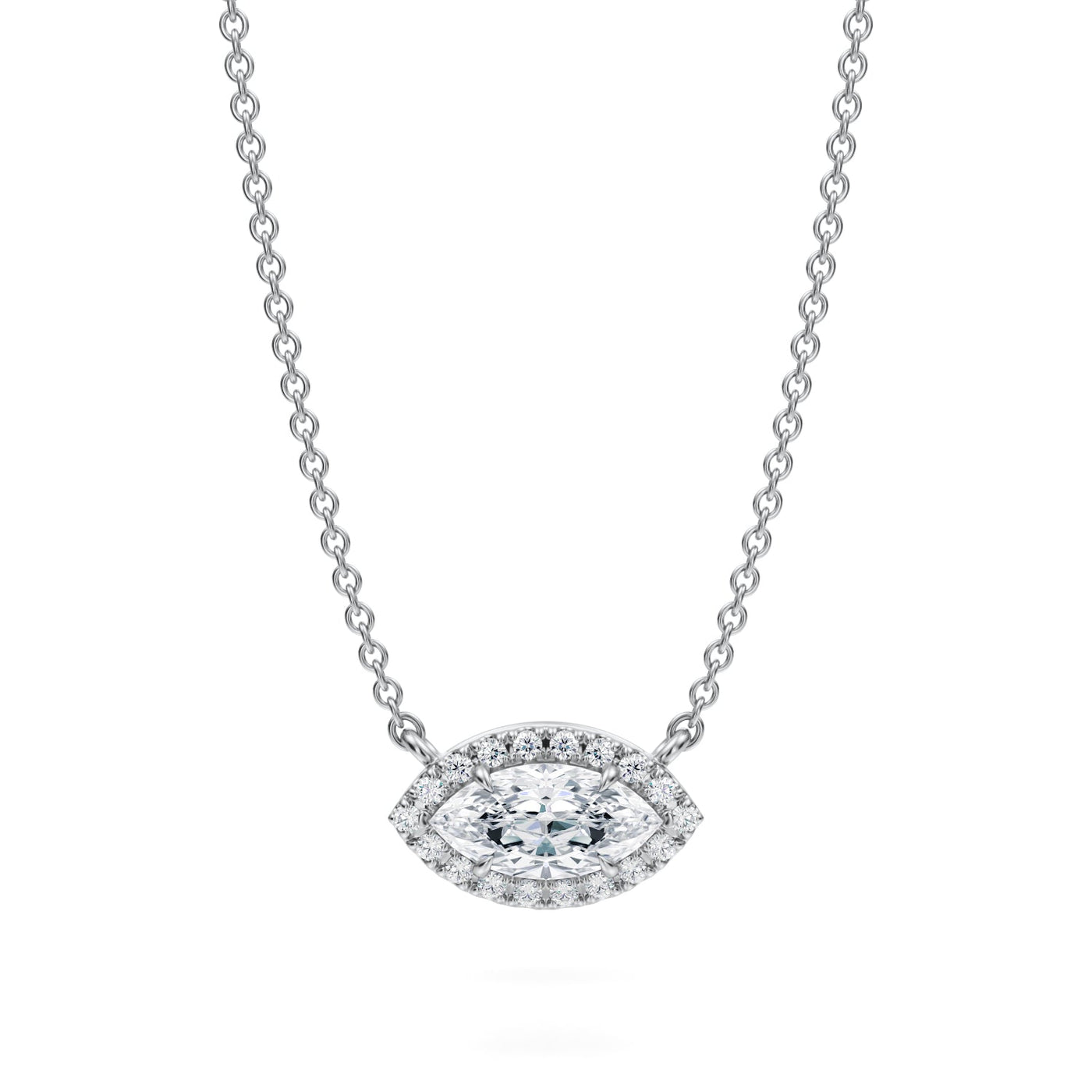 1/2 Carat Marquise Classic Halo Pendant